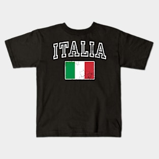 Italia Flag Italy Italian Vintage Distressed Fade Kids T-Shirt